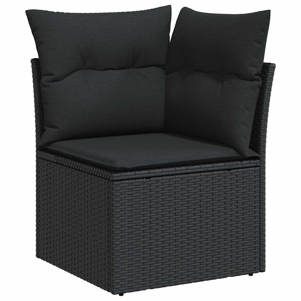 Set Divani da Giardino 10pz con Cuscini in Polyrattan Nero 3326856