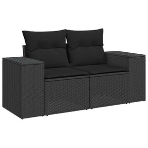 Set Divani da Giardino 10pz con Cuscini in Polyrattan Nero 3326856