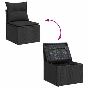 Set Divani da Giardino 10pz con Cuscini in Polyrattan Nero 3326856