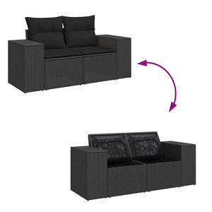 Set Divani da Giardino 10pz con Cuscini in Polyrattan Nero 3326856