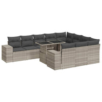 Set Divani da Giardino 11 pz con Cuscini in Polyrattan Grigio 3326873