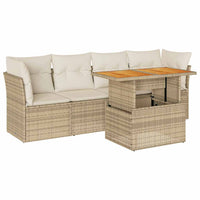 Set Divano da Giardino 5 pz con Cuscini Beige in Polyrattan 3326879