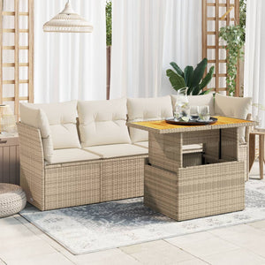 Set Divano da Giardino 5 pz con Cuscini Beige in Polyrattan 3326879