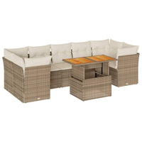 Set Divano da Giardino 8 pz con Cuscini Beige in Polyrattan 3326900