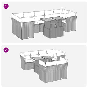 Set Divano da Giardino 8 pz con Cuscini Beige in Polyrattan 3326900