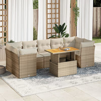 Set Divano da Giardino 8 pz con Cuscini Beige in Polyrattan 3326900