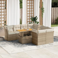 Set Divano da Giardino 9 pz con Cuscini Beige in Polyrattan 3326907