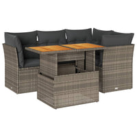 Set Divano da Giardino 5 pz con Cuscini Grigio in Polyrattan 3326923