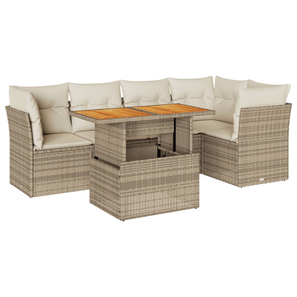 Set Divano da Giardino 6 pz con Cuscini Beige in Polyrattan 3326928