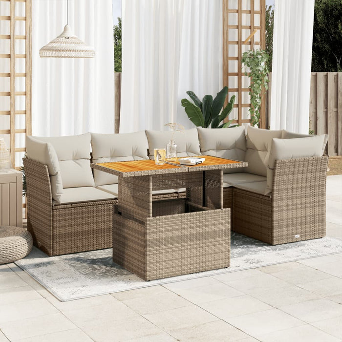 Set Divano da Giardino 6 pz con Cuscini Beige in Polyrattan 3326928