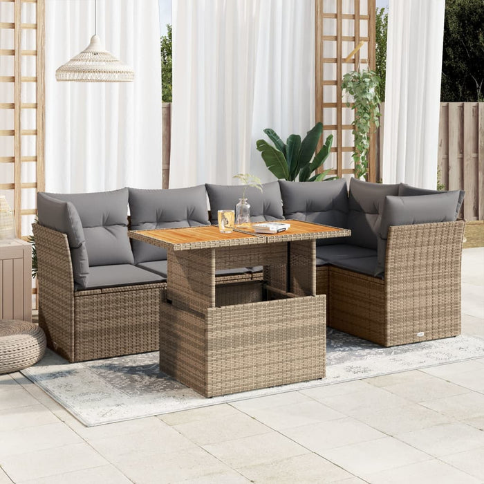 Set Divano da Giardino 6 pz con Cuscini Beige in Polyrattan 3326929