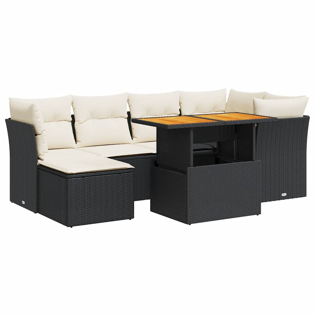 Set Divani da Giardino con Cuscini 7pz Nero Polyrattan 3326947