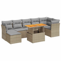 Set Divano da Giardino 8 pz con Cuscini Beige in Polyrattan 3326957