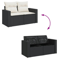 Set Divani da Giardino 5 pz con Cuscini in Polyrattan Nero 3326982