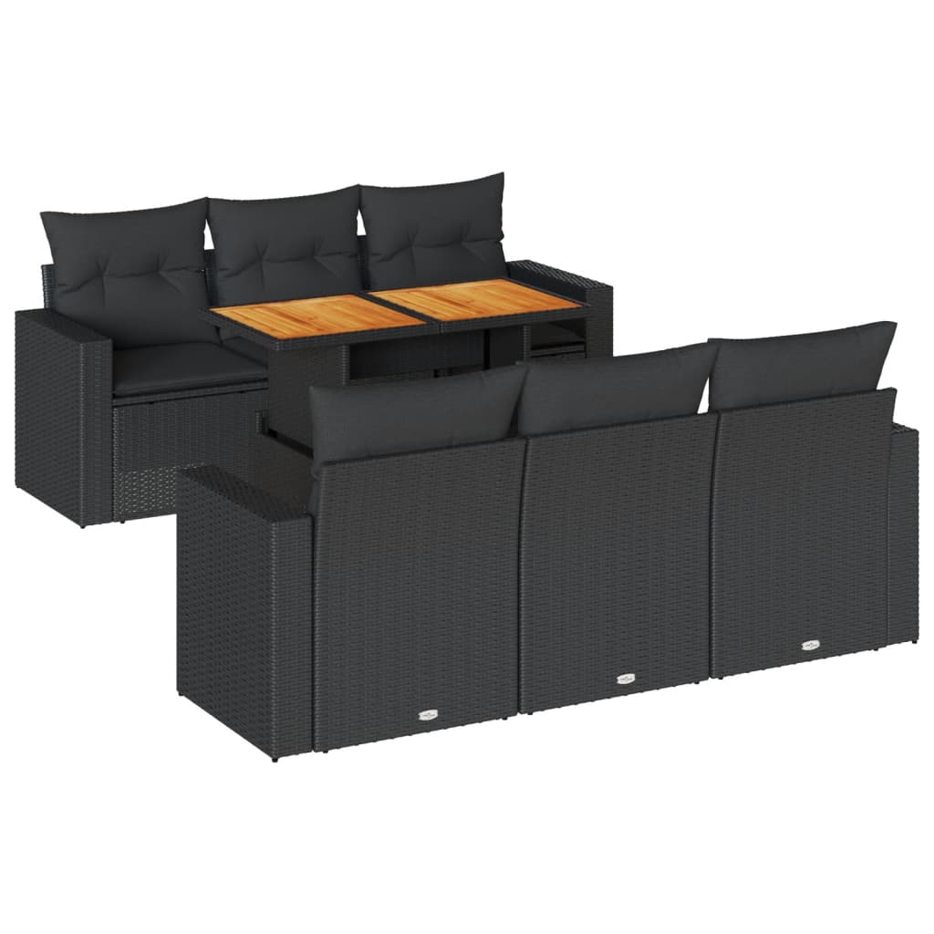 Set Divani da Giardino con Cuscini 7pz Nero Polyrattan 3326995