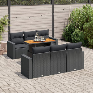 Set Divani da Giardino con Cuscini 7pz Nero Polyrattan 3326995