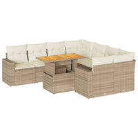 Set Divano da Giardino 9 pz con Cuscini Beige in Polyrattan 3327019