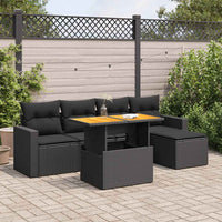 Set Divano da Giardino 6 pz con Cuscini Nero in Polyrattan 3327023