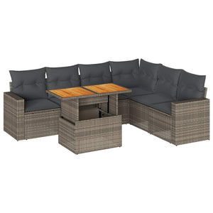 Set Divani da Giardino 7 pz con Cuscini Grigio in Polyrattan 3327049