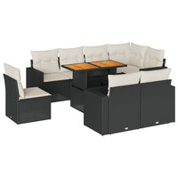 Set Divani da Giardino 9 pz con Cuscini Nero in Polyrattan 3327052