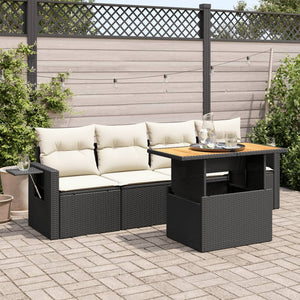 Set Divani da Giardino 5 pz con Cuscini in Polyrattan Nero 3327094