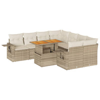 Set Divano da Giardino 9 pz con Cuscini Beige in Polyrattan 3327131