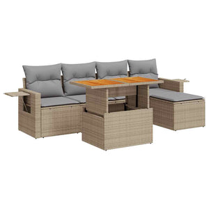 Set Divano da Giardino 6 pz con Cuscini Beige in Polyrattan 3327139