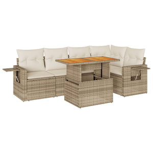 Set Divano da Giardino 6 pz con Cuscini Beige in Polyrattan 3327152