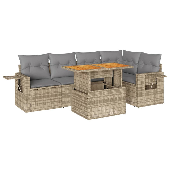 Set Divano da Giardino 6 pz con Cuscini Beige in Polyrattan 3327153