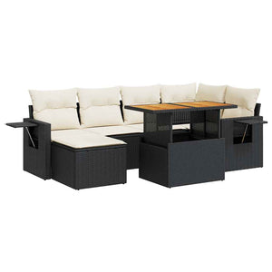 Set Divani da Giardino con Cuscini 7pz Nero Polyrattan 3327171