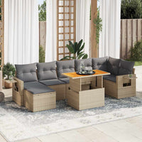 Set Divano da Giardino 8 pz con Cuscini Beige in Polyrattan 3327181