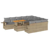 Set Divani da Giardino 11 pz con Cuscini Beige in Polyrattan 3327202