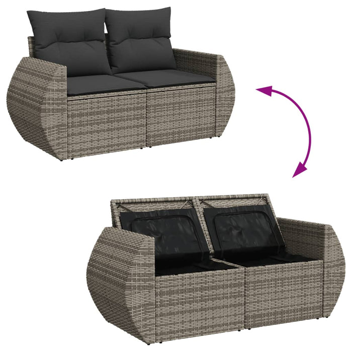 Set Divano da Giardino 9 pz con Cuscini Grigio in Polyrattan 3327245