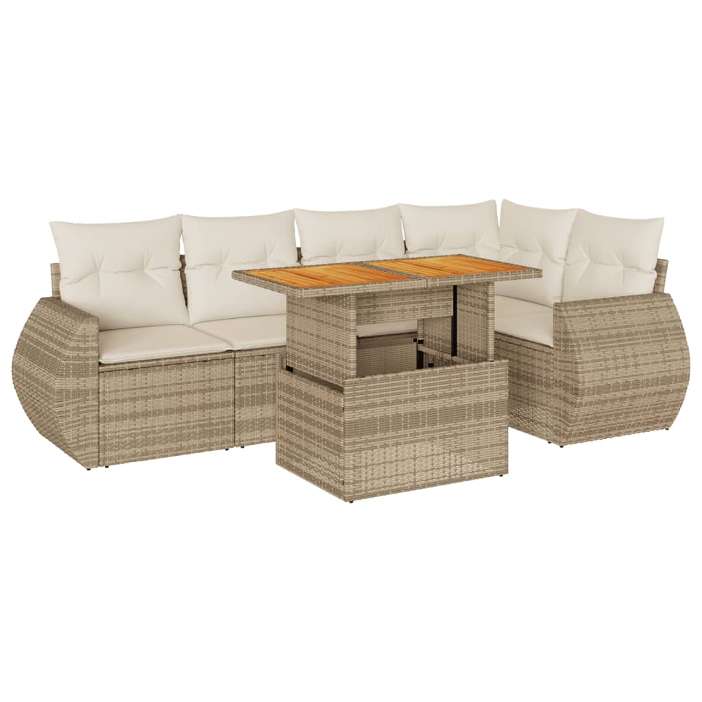 Set Divano da Giardino 6 pz con Cuscini Beige in Polyrattan 3327264