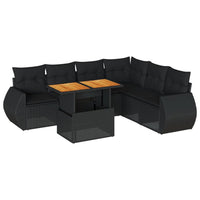 Set Divani da Giardino con Cuscini 7pz Nero Polyrattan 3327268