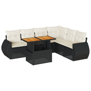 Set Divani da Giardino con Cuscini 7pz Nero Polyrattan 3327269