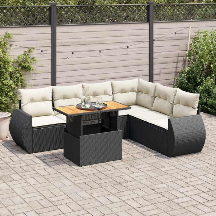 Set Divani da Giardino con Cuscini 7pz Nero Polyrattan 3327269