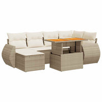 Set Divani da Giardino 7 pz con Cuscini Beige in Polyrattan 3327285