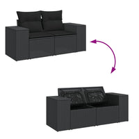 Set Divano da Giardino 6 pz con Cuscini Nero in Polyrattan 3327324