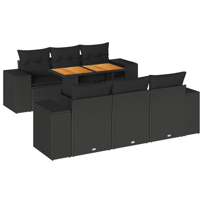 Set Divani da Giardino con Cuscini 7pz Nero Polyrattan 3327331