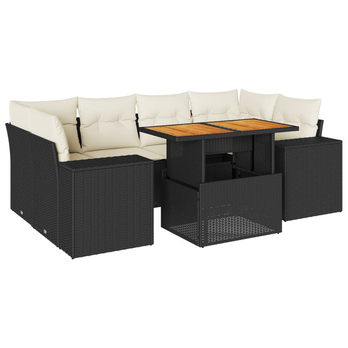 Set Divani da Giardino con Cuscini 7pz Nero Polyrattan 3327339