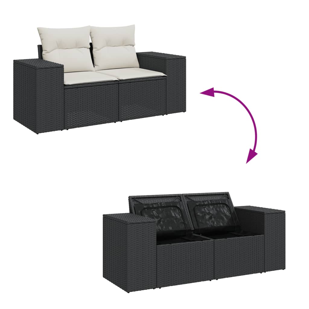 Set Divani da Giardino con Cuscini 7pz Nero Polyrattan 3327339