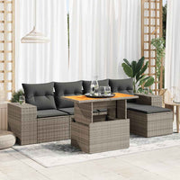 Set Divano da Giardino 6 pz con Cuscini Grigio in Polyrattan 3327364