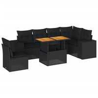 Set Divani da Giardino con Cuscini 7pz Nero Polyrattan 3327380