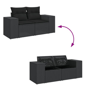 Set Divani da Giardino con Cuscini 7pz Nero Polyrattan 3327380