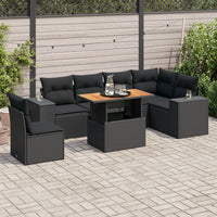 Set Divani da Giardino con Cuscini 7pz Nero Polyrattan 3327380