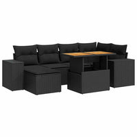 Set Divani da Giardino con Cuscini 7pz Nero Polyrattan 3327394