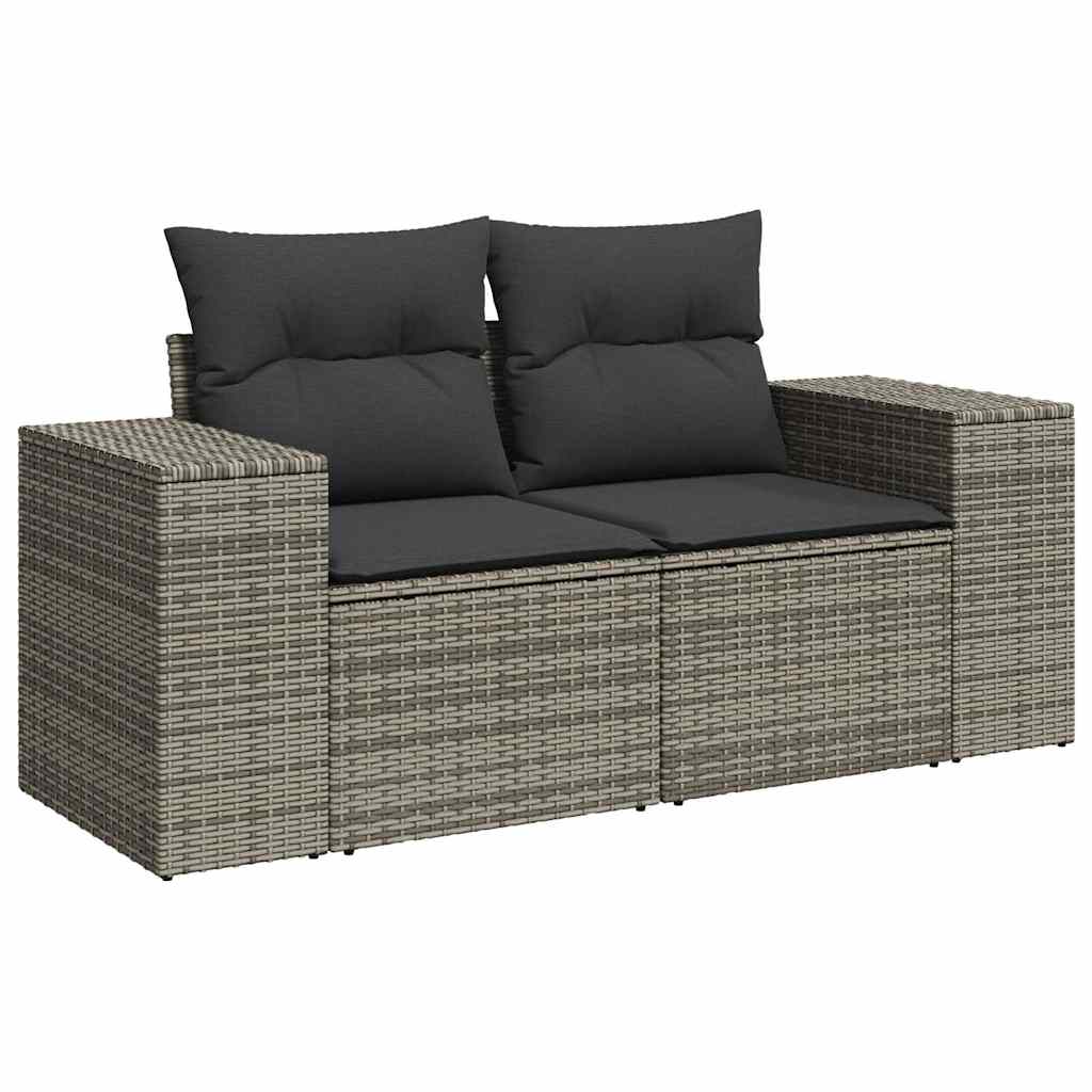 Set Divani da Giardino 7 pz con Cuscini Grigio in Polyrattan 3327399