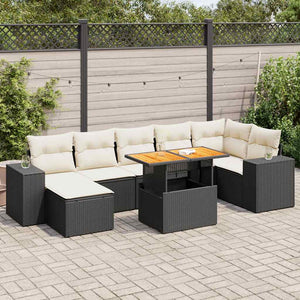 Set Divani da Giardino con Cuscini 8 pz Nero in Polyrattan 3327402