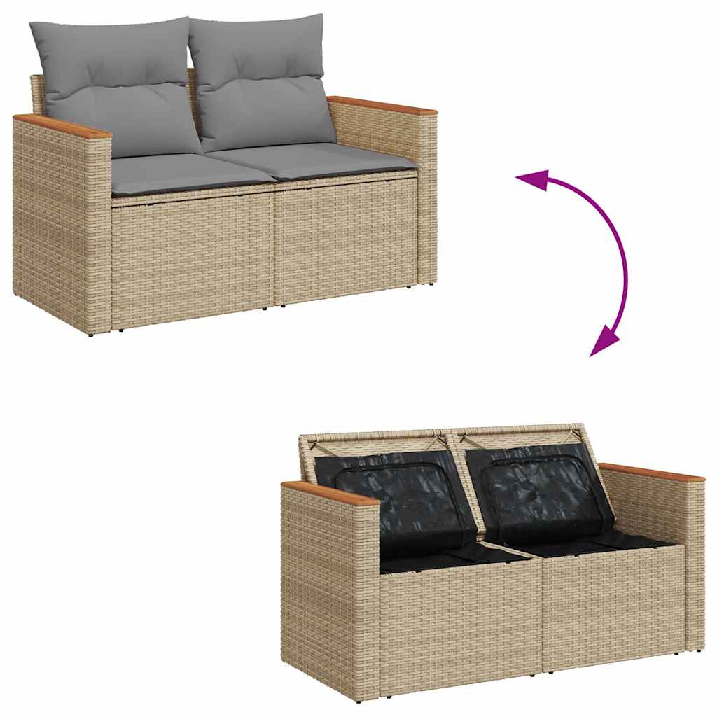 Set Divano da Giardino 8 pz con Cuscini Beige Polyrattan Acacia 3327461